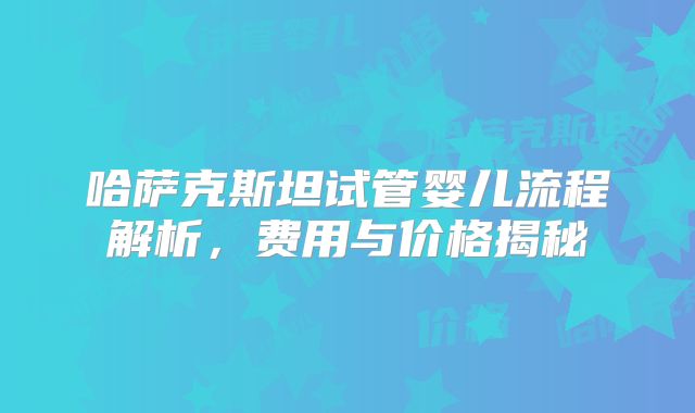 哈萨克斯坦试管婴儿流程解析，费用与价格揭秘