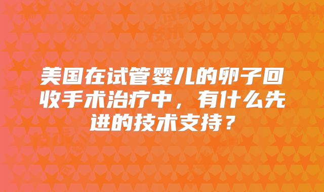 美国在试管婴儿的卵子回收手术治疗中，有什么先进的技术支持？