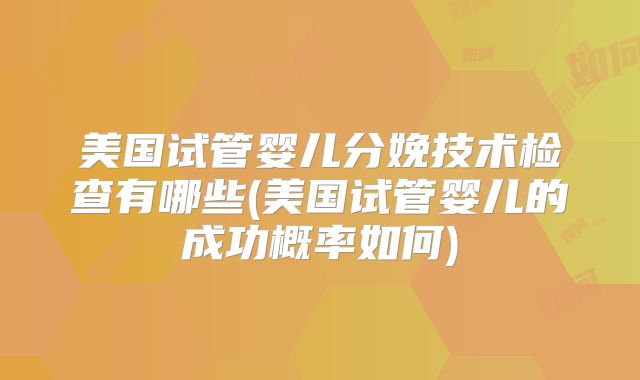 美国试管婴儿分娩技术检查有哪些(美国试管婴儿的成功概率如何)