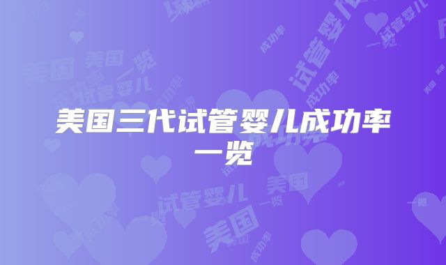 美国三代试管婴儿成功率一览