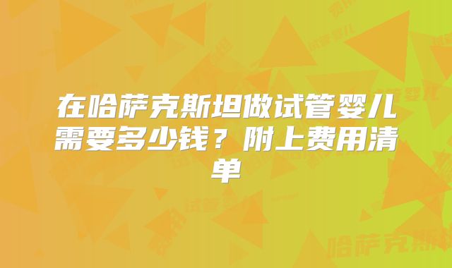 在哈萨克斯坦做试管婴儿需要多少钱？附上费用清单