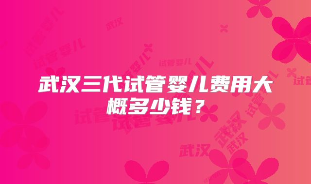 武汉三代试管婴儿费用大概多少钱？