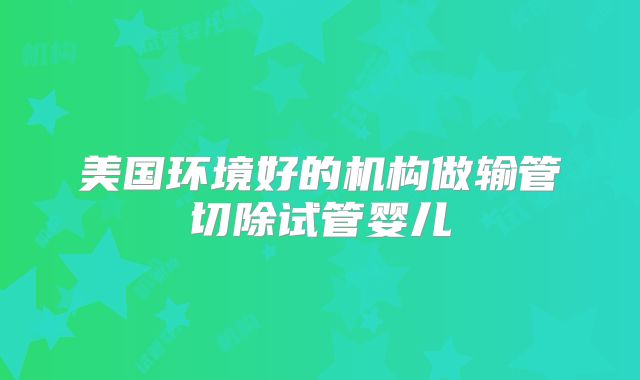 美国环境好的机构做输管切除试管婴儿