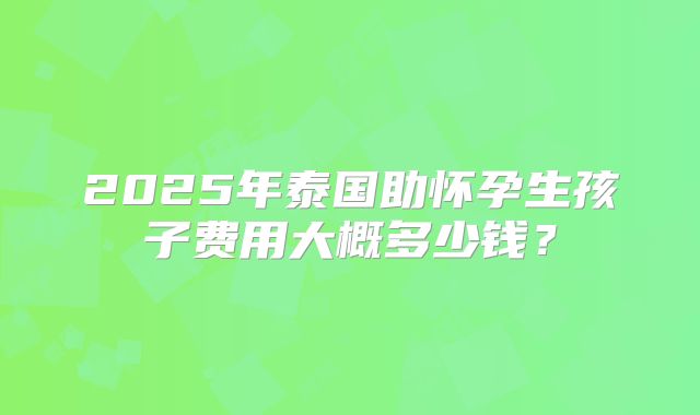 2025年泰国助怀孕生孩子费用大概多少钱？