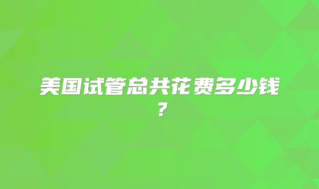 美国试管总共花费多少钱？
