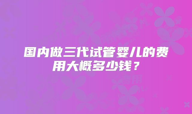 国内做三代试管婴儿的费用大概多少钱？