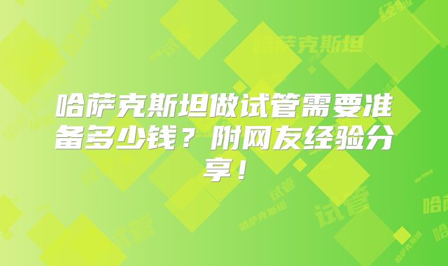 哈萨克斯坦做试管需要准备多少钱?附网友经验分享!