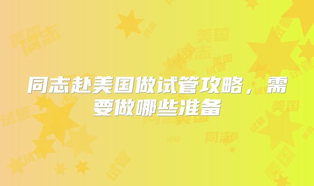 同志赴美国做试管攻略，需要做哪些准备