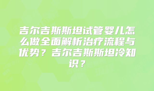 吉尔吉斯斯坦试管婴儿怎么做全面解析治疗流程与优势？吉尔吉斯斯坦冷知识？