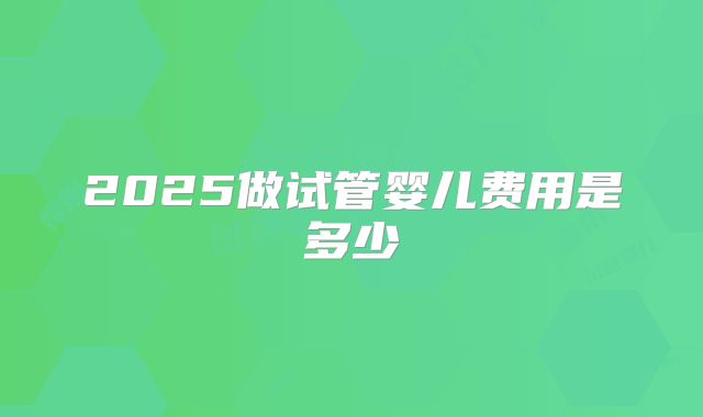 2025做试管婴儿费用是多少