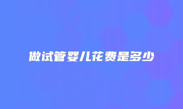 做试管婴儿花费是多少