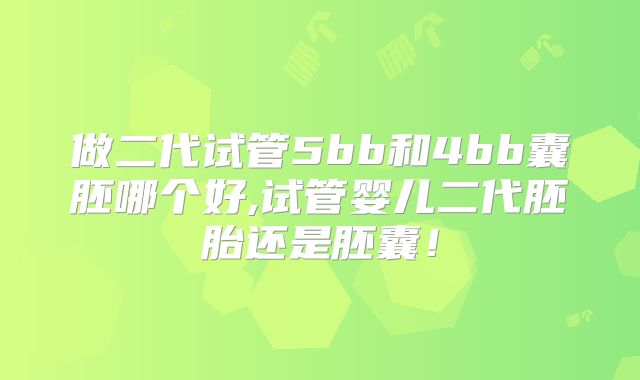 做二代试管5bb和4bb囊胚哪个好,试管婴儿二代胚胎还是胚囊!