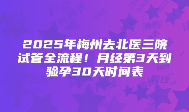 2025年梅州去北医三院试管全流程！月经第3天到验孕30天时间表