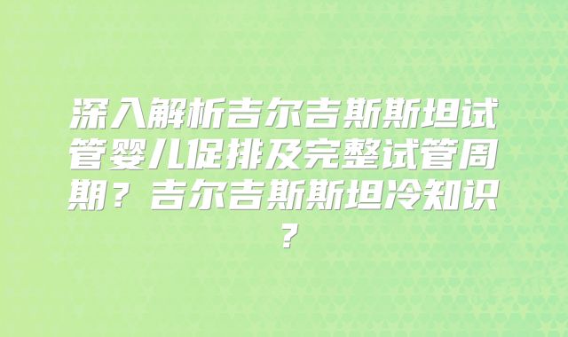 深入解析吉尔吉斯斯坦试管婴儿促排及完整试管周期?吉尔吉斯斯坦冷知识?
