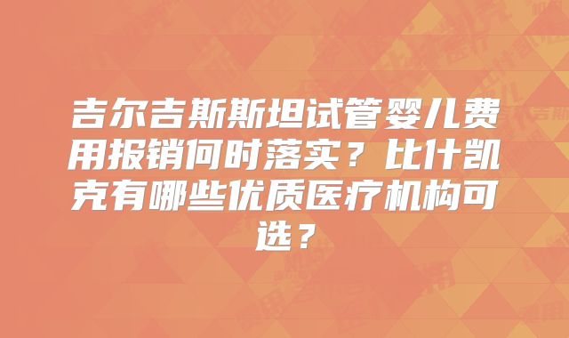吉尔吉斯斯坦试管婴儿费用报销何时落实？比什凯克有哪些优质医疗机构可选？