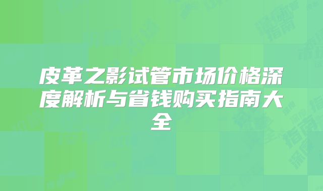 皮革之影试管市场价格深度解析与省钱购买指南大全