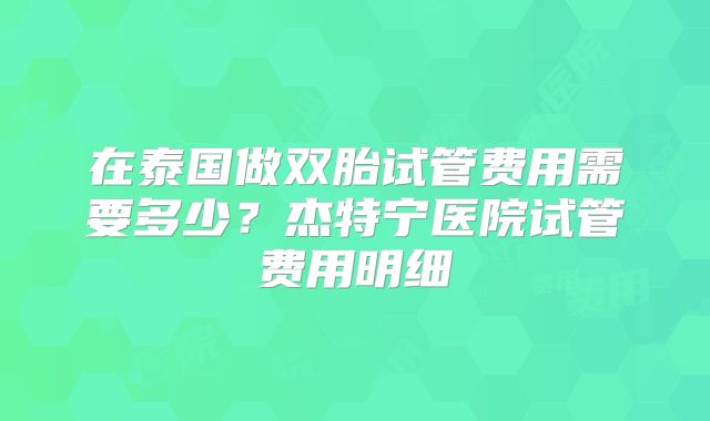 在泰国做双胎试管费用需要多少？杰特宁医院试管费用明细