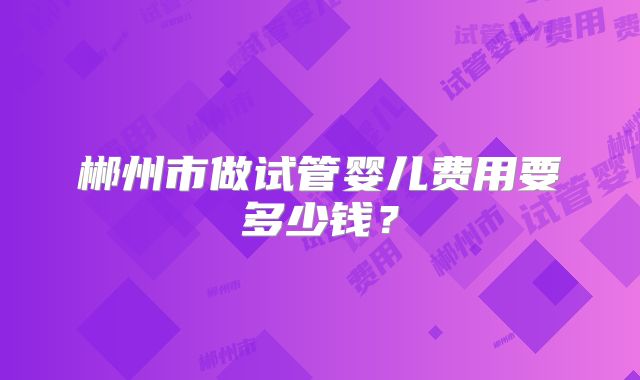 郴州市做试管婴儿费用要多少钱？