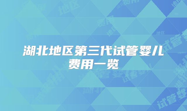 湖北地区第三代试管婴儿费用一览