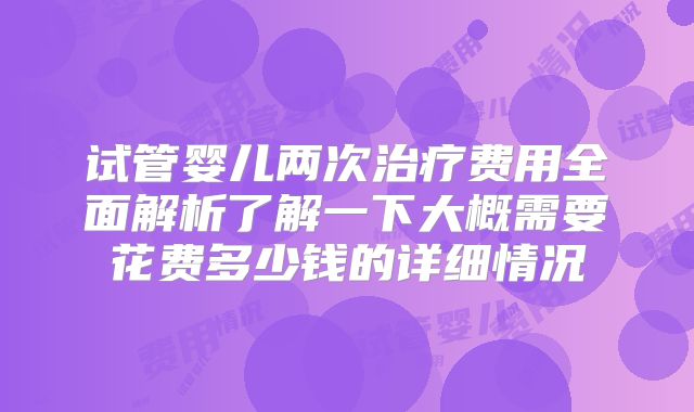 试管婴儿两次治疗费用全面解析了解一下大概需要花费多少钱的详细情况