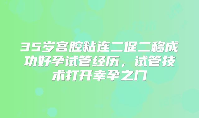 35岁宫腔粘连二促二移成功好孕试管经历，试管技术打开幸孕之门