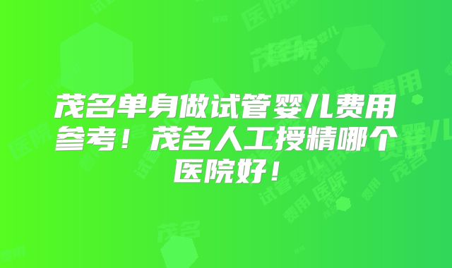 茂名单身做试管婴儿费用参考！茂名人工授精哪个医院好！