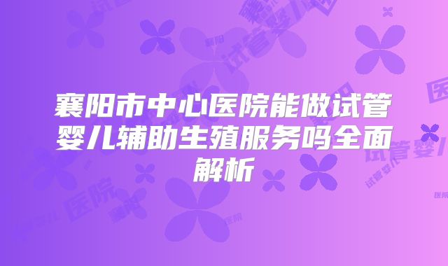 襄阳市中心医院能做试管婴儿辅助生殖服务吗全面解析