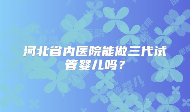 河北省内医院能做三代试管婴儿吗？