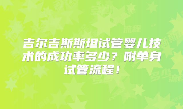 吉尔吉斯斯坦试管婴儿技术的成功率多少？附单身试管流程！