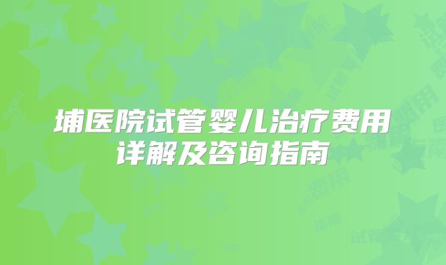 埔医院试管婴儿治疗费用详解及咨询指南