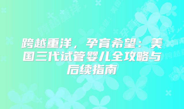 跨越重洋，孕育希望：美国三代试管婴儿全攻略与后续指南