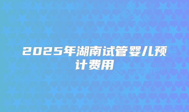2025年湖南试管婴儿预计费用
