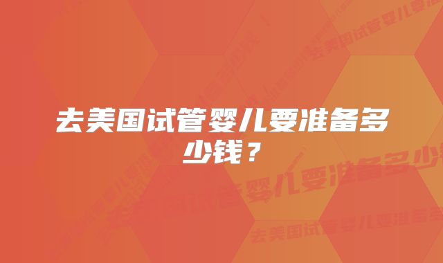 去美国试管婴儿要准备多少钱?