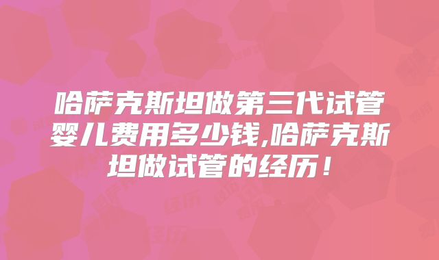 哈萨克斯坦做第三代试管婴儿费用多少钱,哈萨克斯坦做试管的经历!