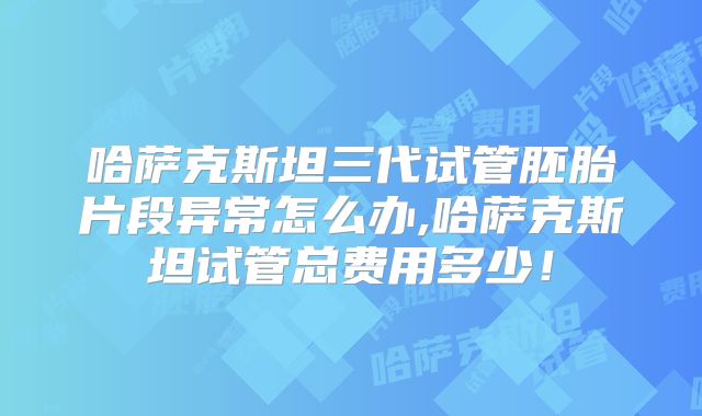 哈萨克斯坦三代试管胚胎片段异常怎么办,哈萨克斯坦试管总费用多少！