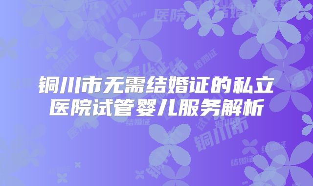 铜川市无需结婚证的私立医院试管婴儿服务解析