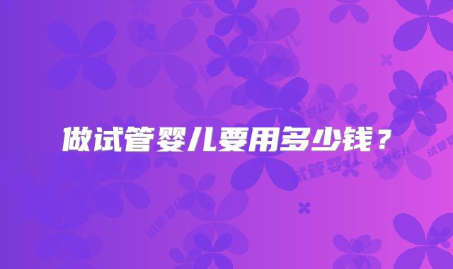 做试管婴儿要用多少钱？