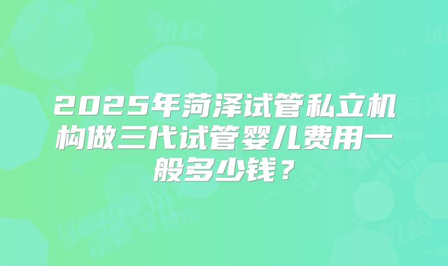 2025年菏泽试管私立机构做三代试管婴儿费用一般多少钱？