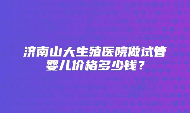 济南山大生殖医院做试管婴儿价格多少钱？