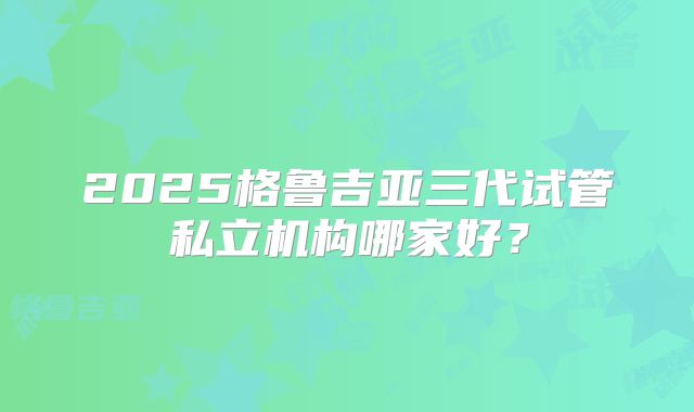 2025格鲁吉亚三代试管私立机构哪家好？