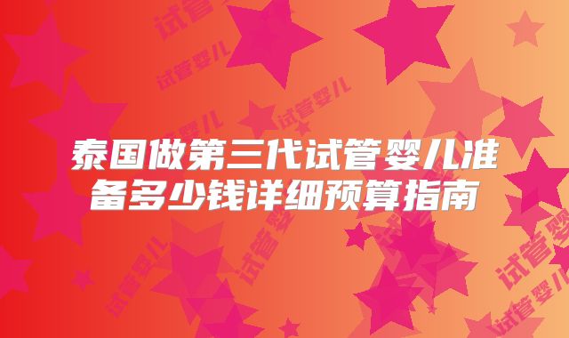 泰国做第三代试管婴儿准备多少钱详细预算指南