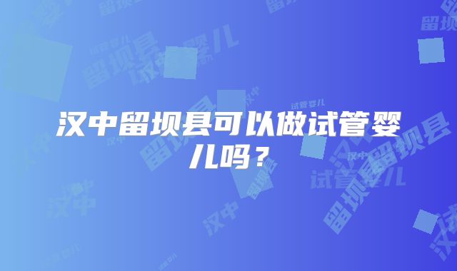 汉中留坝县可以做试管婴儿吗?