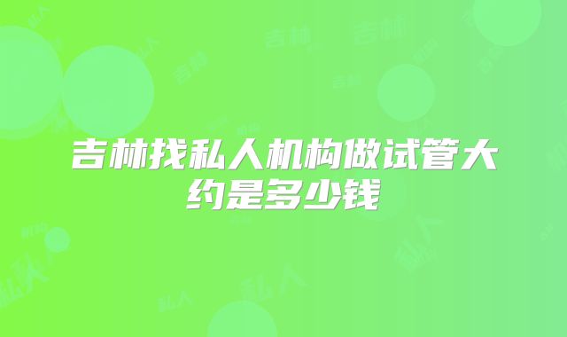 吉林找私人机构做试管大约是多少钱