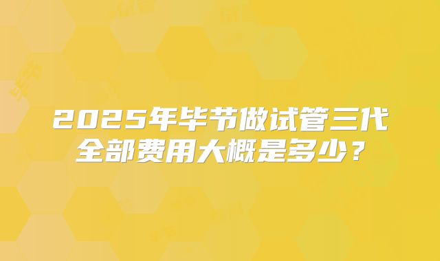 2025年毕节做试管三代全部费用大概是多少?