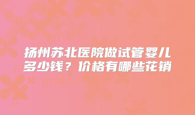 扬州苏北医院做试管婴儿多少钱?价格有哪些花销