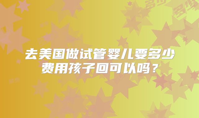 去美国做试管婴儿要多少费用孩子回可以吗？
