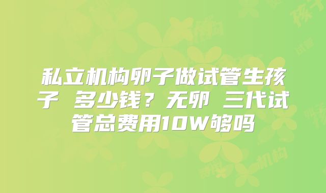 私立机构卵子做试管生孩子 多少钱?无卵�三代试管总费用10W够吗