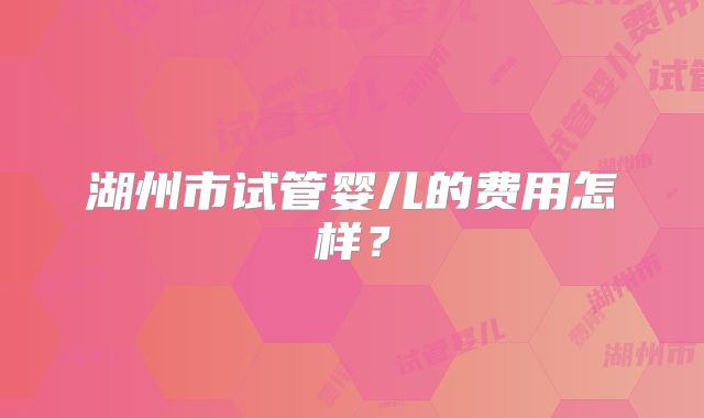 湖州市试管婴儿的费用怎样？
