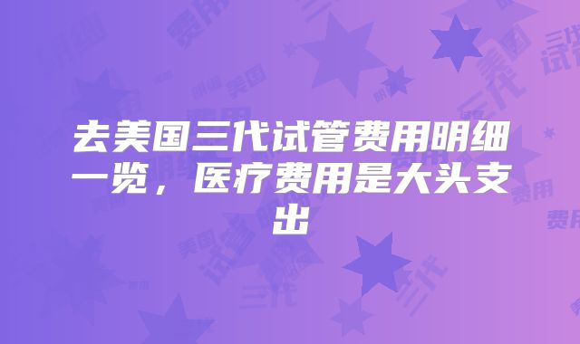 去美国三代试管费用明细一览,医疗费用是大头支出