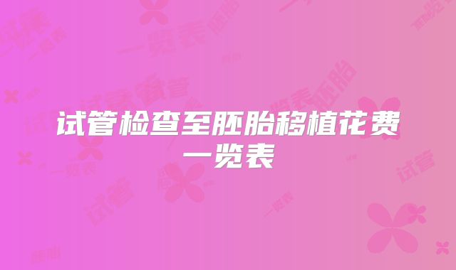 试管检查至胚胎移植花费一览表